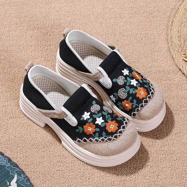 Women’s Shoes Embroidered Women's Single Shoes Embroidered With Hanfu High Heels Old Beijing Cloth Shoes Cotton And Linen Splicing Cloth Shoes_vogvips.com