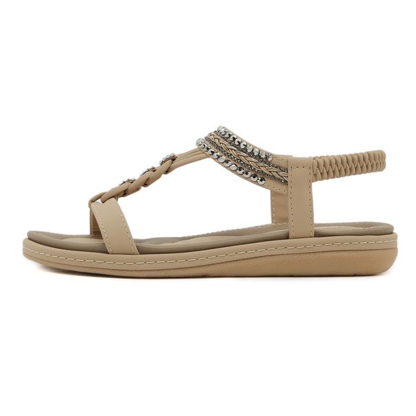 923-5 Spring Summer 2025 New Lightweight Comfortable Flat Sandals For Women With Elastic Band Casual Beach Large Size_vogvips.com