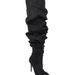 2024 New Foreign Trade Cross-Border Wasteland Pointed Toe Stiletto High Heel Side Zipper Pleated Plus Size Long Slouch_vogvips.com