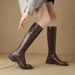 Brown Round Toe Belt Buckle Riding For Women 2024 New Autumn Winter Fleece Lined Over-the-Knee Slimming High Tube Long_vogvips.com
