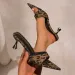 Leopard Print Pointed Toe Heels For Women Metal Tip Kitten Heel Mule Sandals Summer Slip On Strappy Heels_vogvips.com