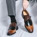 Euro Step Korean Style Pointed Toe Color Block Leather British Business Formal Casual Three-Joint Height Increasing Loafers Large_vogvips.com