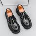 TerraStride Casual Black Patent Leather British Style Slip-On Round Toe Loafers Thick Sole Single Shoes_vogvips.com