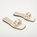 Women's Flat Summer Sandals Casual Slip-On With Metal Decoration One Strap Stylish Wearable PU Slides Multi-Color_vogvips.com