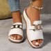 Casual Fashion Thick Bottom Sandals Women's New Model Large Size Simple Metal Buckle Fish Mouth Cool Summer Slippers_vogvips.com