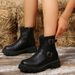 Women's Chunky Sole Boots - Retro Combat Ankle Boots With Buckle (Black/Dark Brown/Tan) - EU 35-43_vogvips.com
