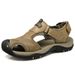 1668 Men's Sandals, Outdoor Beach Summer Foreskin Cover, Calf Leather Upper, Large Hole Shoes, Two Pairs Of Velcro_vogvips.com