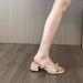Summerclassy Silver Bows Square Toe Thick Heel Sandals For Women Dating Gentle Style With Skirt Elegant_vogvips.com