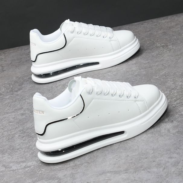 Men's Air Cushioned White Sneakers Casual Height Increasing Fashionable Versatile Thick Soled Trendy Shoes Spring 2026 Unisex_vogvips.com