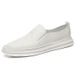 Slip-On Loafers For Men, Genuine Leather, Spring/Summer 2025, Breathable, Korean Style, Casual Sneakers, Lazy White_vogvips.com