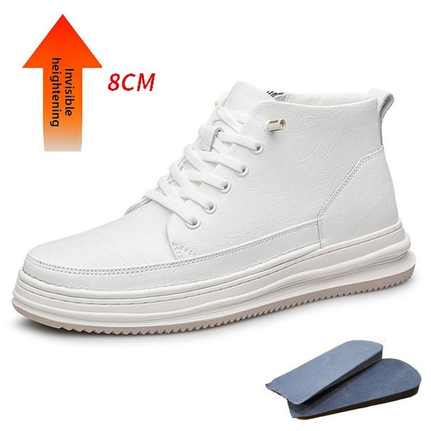 Cowhide Men's Round Head Lace-up Board Shoes Genuine Leather Casual Men's Mid-top Leather Shoes Invisible Inner Height Increase Men's Shoes_vogvips.com