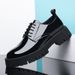 Euro Step Casual For Men, Autumn New Genuine Leather Shiny Business Formal Shoes, Thick Sole Height Increasing Non-Slip Versatile_vogvips.com