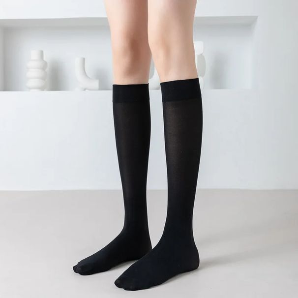2PCS Solid Color JK Woman Thin Knee High Cute Black White Lolita Long Socks Girls Kawaii Cosplay Nylon Stockings_vogvips.com