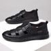 New Leather Hollow Design Men, Casual Slip-on Shoes With Velcro Closure, Dad Sandals For Men_vogvips.com