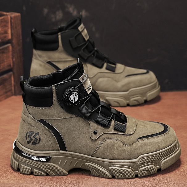 European Warm Series Rotating Button Yellow Autumn Winter New Leather High-top Windproof Outdoor Sports Fashion Martin Trendy Men's Boots_vogvips.com