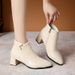 Women's Pointed Toe Ankle Boots Plus Size British Style Mid Heel Cross Zipper Chunky Martin Boots Solid Black Over-the-Ankle PU Suede_vogvips.com