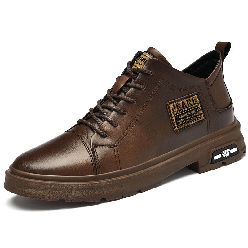 Inner Height Increase Men's Retro Casual Leather Shoes Men's Shoes Medium Height Increase Casual Leather Hundred_vogvips.com