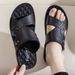 Mens Sandals 2025 New Leather Thick Bottom Beach Summer Outdoor Dad Anti-slip Dual-purpose Slippers_vogvips.com