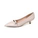 Women's Nude Patent Leather Pointed Toe High Heels Stiletto Low Heel Work Shoes Professional Glossy Medium Heel_vogvips.com