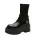 Women's Shoes Autumn And Winter Boots Internet Celebrity Thick Soled Platform Elastic Boots Small Height Enhancing Slim Boots Thick Leg Short Boots_vogvips.com