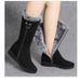Winter All Match Snow Boots Women's Shoes Plus Velvet Thickened Mid Tube Martin Boots Wedge Heel Non Slip Warm Side Zipper Cotton Boots_vogvips.com