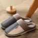 New Winter Warm Men's Plush Slippers Home Indoor Non-slip PU Leather Upper Waterproof House Slides Outside Male Cotton_vogvips.com