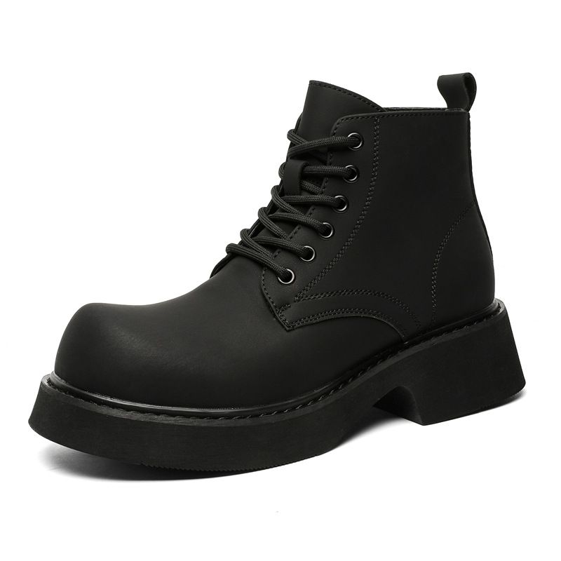 Men's Martin Boots Medium Leather Boots Black Tooling Chelsea Men's Boots_vogvips.com