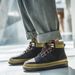 BUFFNY Men's Winter Snow Boots Waterproof Insulated Lined Hiking Shoes For Outdoor Cold Weather Black/Green_vogvips.com