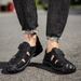 Yi Zou Leopard Summer Closed-Toe Sandals Lightweight 48 Large Size Beach Casual Shoes Breathable Velcro Thick Sole Clogs_vogvips.com