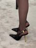 2024 Spring/Summer New Black Pointed High Heels For Women, Elegant Patent Leather Stiletto Sexy Metal Open Back Closed_vogvips.com