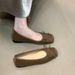 French Style Bow Flat Single Women's Shallow Ballet Granny Shoes Gentle Loafers_vogvips.com