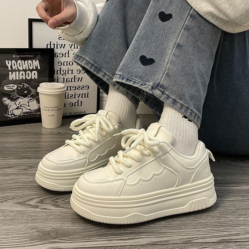 Milk Fufu Student White Shoes All Match Shoes Niche Original Women's Shoes Casual Height Increasing Thick Soled Shoes_vogvips.com