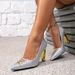 Silver Fashionable Shiny Special Shaped Sexy Four Seasons High Heels Mule Women S Shoes_vogvips.com