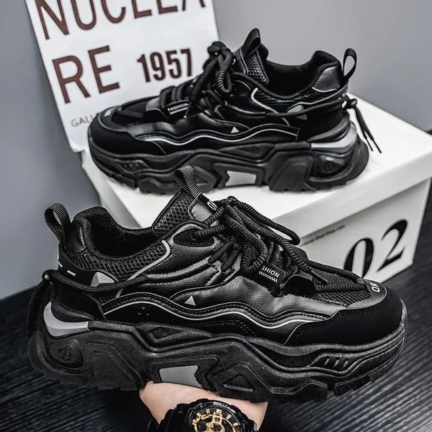 Sporty Dad For Men In White Mesh Thick Sole Casual Running Travel Sneakers Trendy Student Unisex Slip On Shoes_vogvips.com