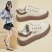 2025 Spring New White Sneakers Korean Style Ins Female Student Thick Sole Height Increasing Sports Casual Street_vogvips.com