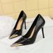 High Heels Stiletto Women's Shoes Snake Pattern Patent Leather Light Mouth Metal Pointed High Heel Single Shoes_vogvips.com