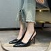 2025 Spring/Summer New Thin Heel High Heels, Pointed Snake Pattern Women's Singles, Hollow Headed Sandals, One Button_vogvips.com