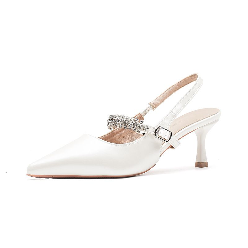 Genuine Leather Large-size High-heeled Shoes For Women, New Summer Style, Elegant Fashionable, With Thin Heels,_vogvips.com