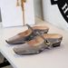 Light Mouth Half Slippers Women Wear Thick Heel Low Heel Square Head Mary Jane Shoes With One Word Women's Shoes_vogvips.com