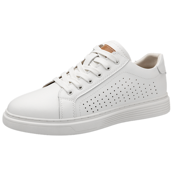 Brand Men's Genuine Leather Casual Shoes Classic Black Flat Sports Shoes Outdoor Hollow Out White Sneakers Large Size:36-47 Mo-y_vogvips.com