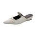Women's Pointed Toe Rhinestone Slippers Fashionable Sandals French Bow Light Luxury Half Slippers Winter New Style_vogvips.com