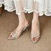 Pointed Toe High Heel Sandals - Women's Sexy Crystal Embellished Transparent Strappy Heels Nude Glitter Open-Toe Dress Shoes_vogvips.com