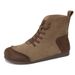 2025 Autumn Winter New Short Boots Retro Forest Round Toe Patchwork Ethnic Style Top Layer Cowhide Women's Shoes_vogvips.com