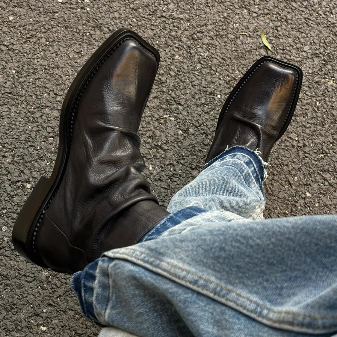 European Warm Series Beijiang Wolf New Martin For Men With Back Zipper Mid-top Square Toe Trendy Men's Casual Boots_vogvips.com