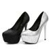 Super Hentian High Thin Heels Round Toe Shallow Mouth Single Waterproof Platform Folded Fabric Women's Shoes Ordering_vogvips.com