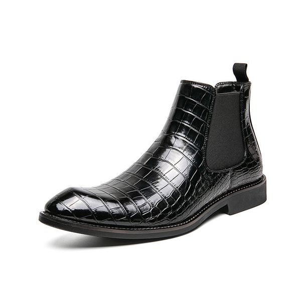 2021 Autumn Winter Men's Shoes Retro Trend High Top Large Size Leather Short Fashion European American Cowboy_vogvips.com