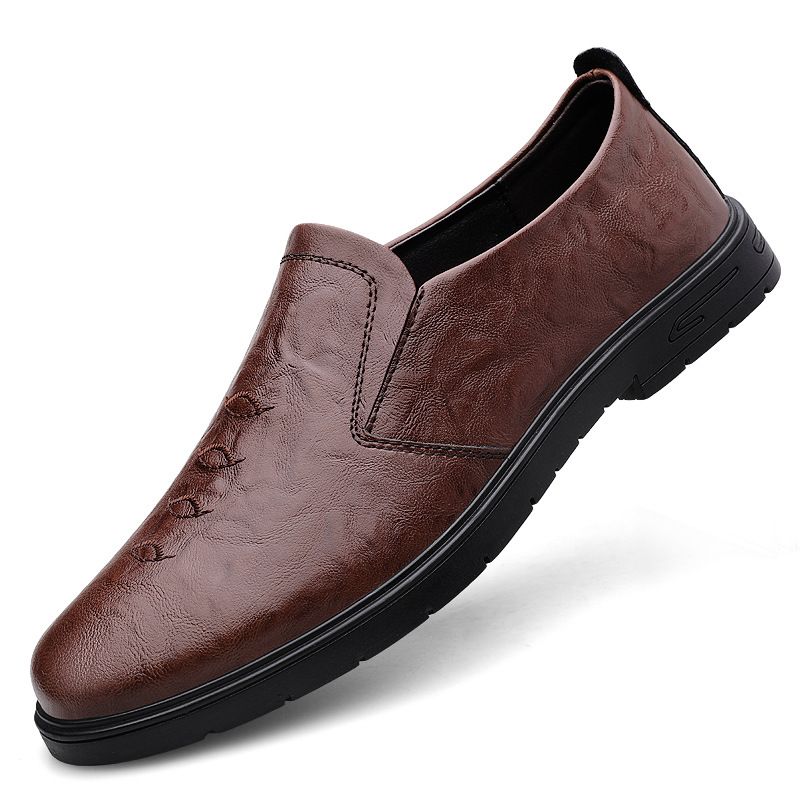 Casual Leather Shoes Men's Small Leather Shoes Men's Shoes Lazy Shoes Gingham Men's Shoes_vogvips.com