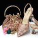 2023 European And American Cross-Border In-Stock Colorful Stone Bucket Handbag Matching Pointed Toe Women's Single Shoes_vogvips.com