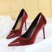 2127 Banquet Stiletto Shallow Mouth Silk Splicing With Pointed Points For A Skinny Look, Super High Heels, Single Shoes,_vogvips.com