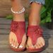 Thick Soled Flower Hollow Toe Flip Flops For Women With Sloping Heels, Wearing Herringbone Beach Oversized Sandals_vogvips.com